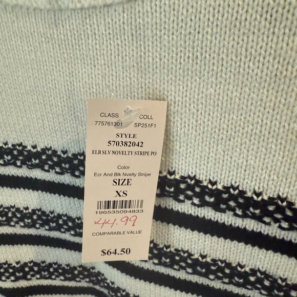 White House Black Market Black and White Striped Sweater - Picture 2 of 2